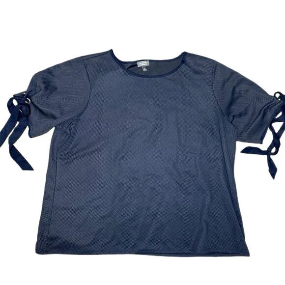 The Limited Navy Blue Short Sleeve W/ Silver Grommets And Ties Top Blouse - Picture 1 of 5
